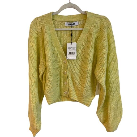 NWT Rumored Frenchie Cardigan Sweater in Limon Sz Large - Picture 1 of 7